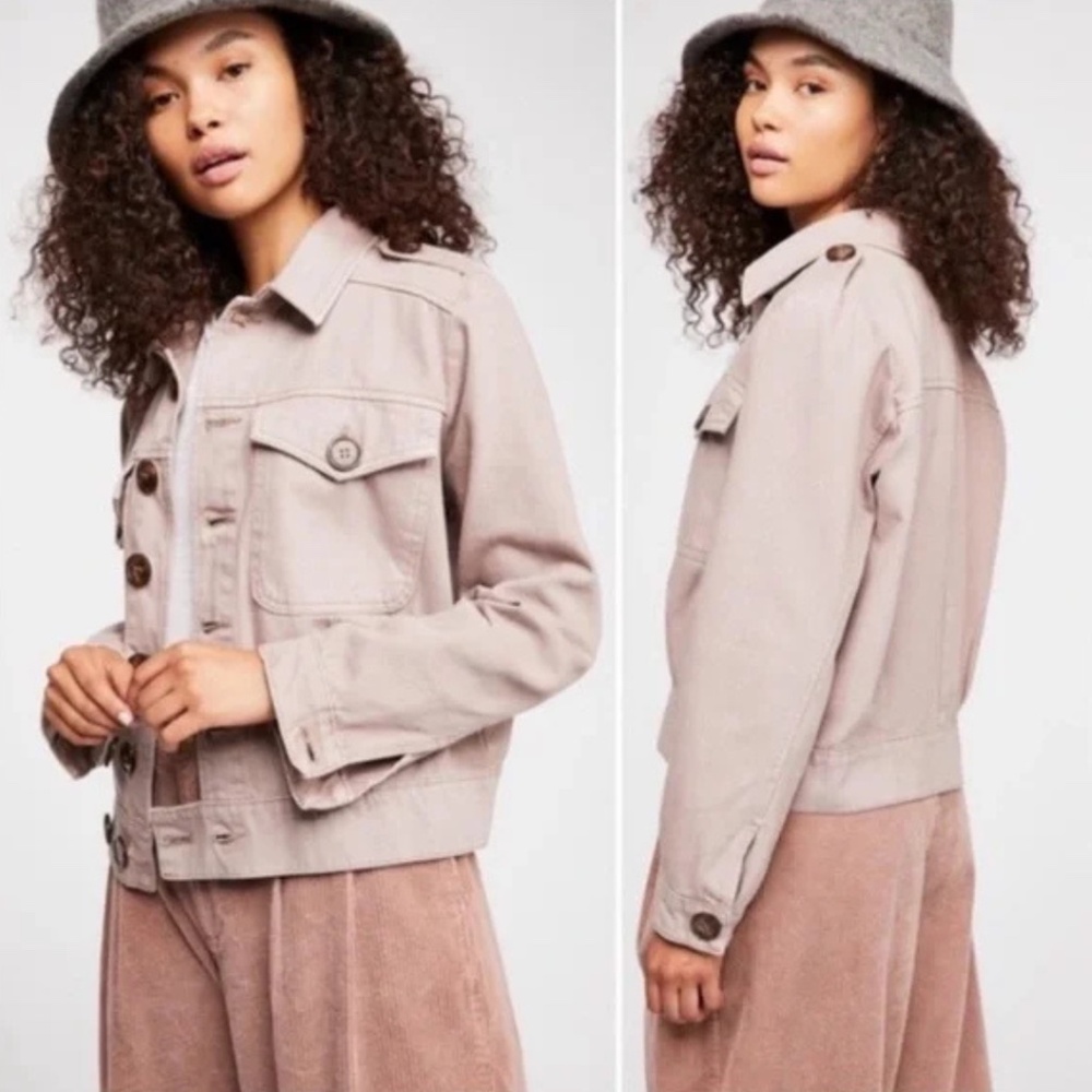 Free People Light Pink Denim Jacket